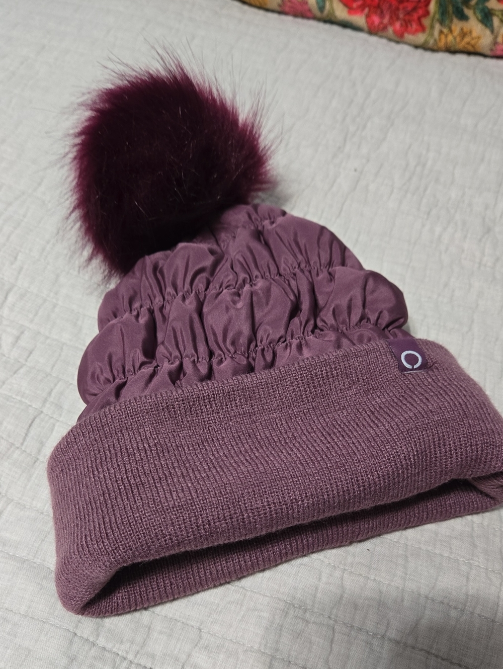 Kids Pom Pom Beanie - Dusty Plum